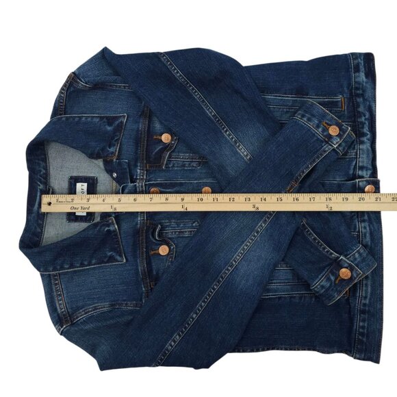LOFT Denim Western Jacket Womens L Button Front Cropped Long Sleeve Pockets - Picture 6 of 16